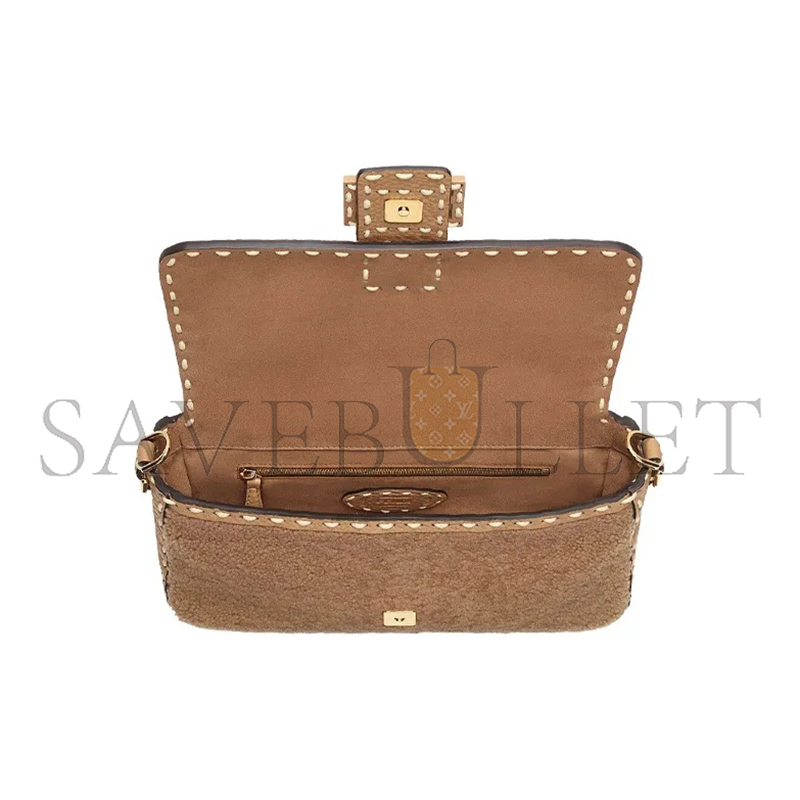 FENDI BAGUETTE MEDIUM SHEARLING SHOULDER BAG 8BR600AH96F1F7O (27*15*6cm)